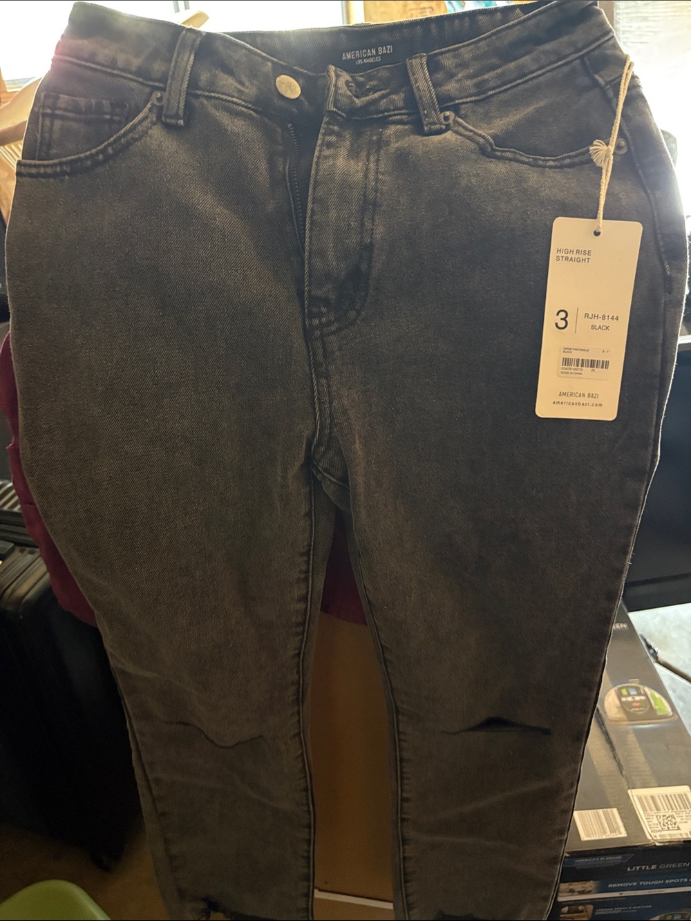 American Bazi High-Rise Straight Jeans - Black Wash